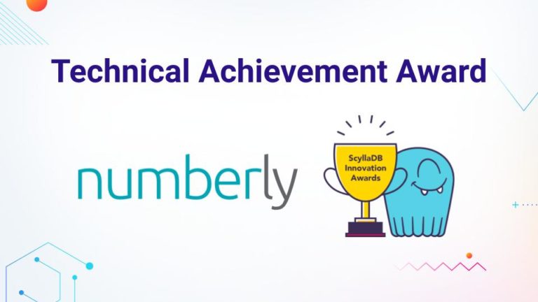 Certificat de l'award Technical Achievement de ScyllaDB avec le logo Numberly